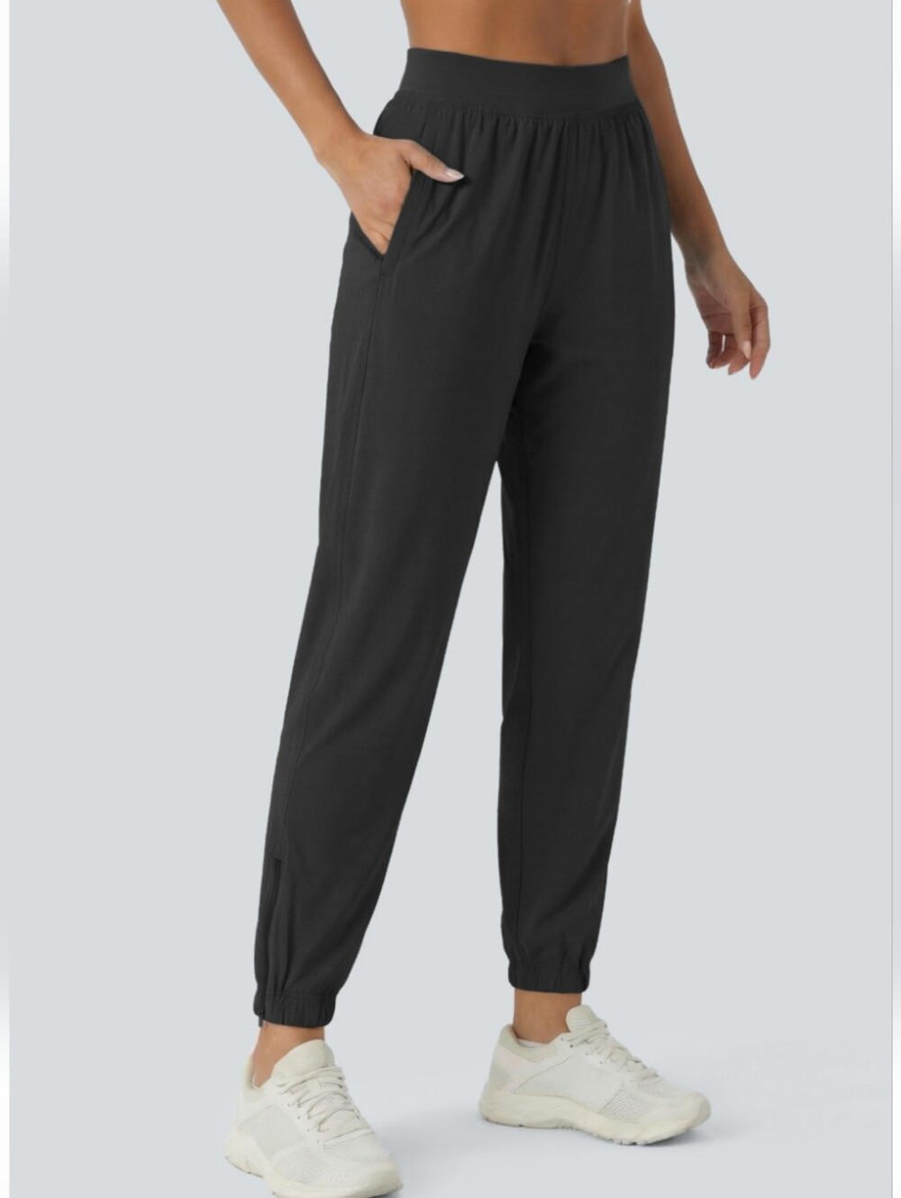 NWT Halara High Waisted Eyelet 2-in-1 Zip Hem Quick Dry Running Joggers